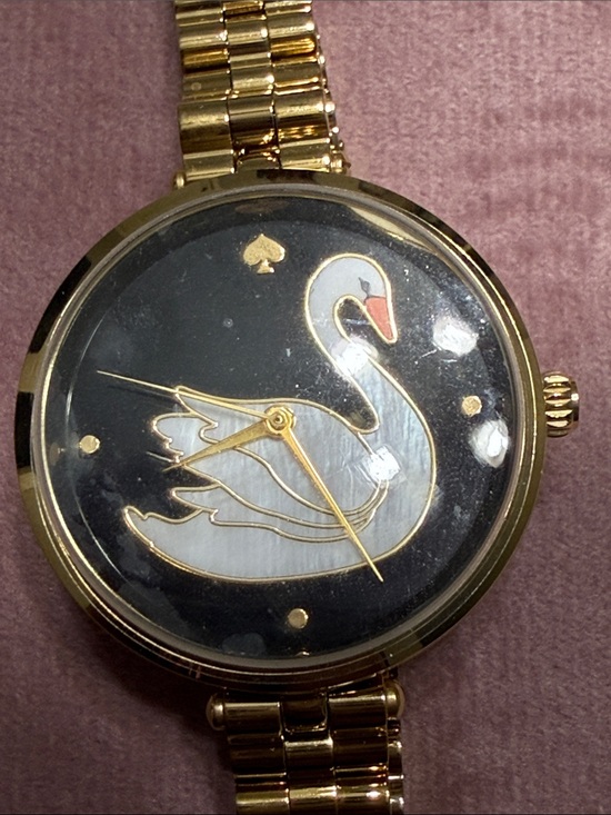 kate spade Accessories - kate spade Gold-Tone Swan Dial Bracelet Watch with Black Face